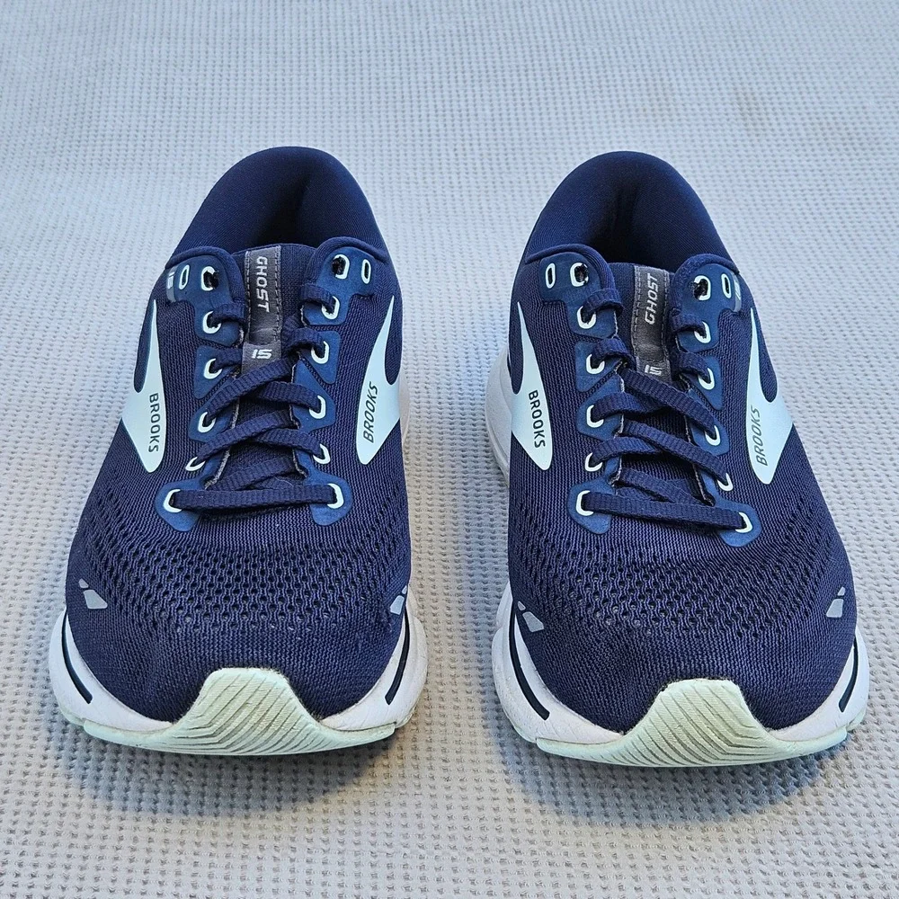 Brooks Ghost 15 Mens 9.5 Wide D Navy Blue Running Shoes 1203801D450 Sneaker